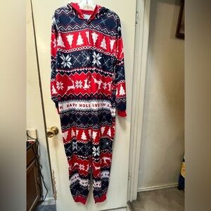 Festive Red and Blue Holiday Onesie women’s 2XL​